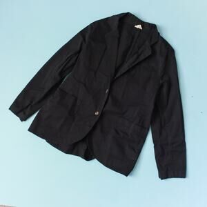 Pact Black Organic Cotton Pocket Boyfriend Blazer Jacket Womens Small Oversize
